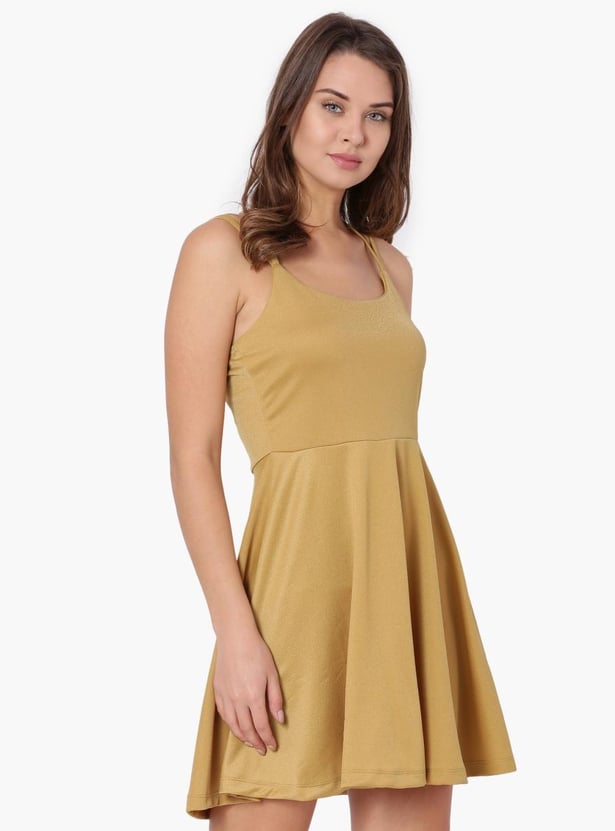 Buy GINGER Solid Strappy Skater Dress from Ginger at just INR 799.0