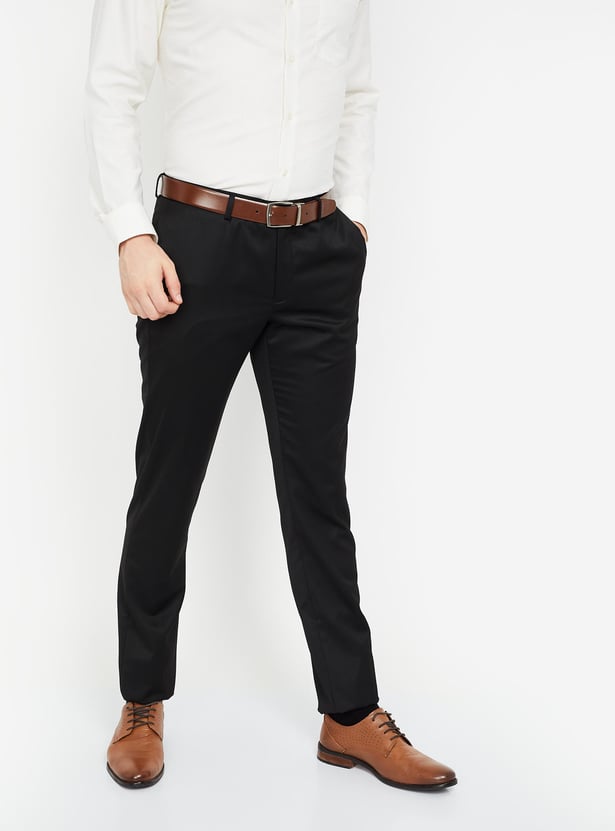 BLACKBERRYS Solid Flat Front Slim Fit Trousers
