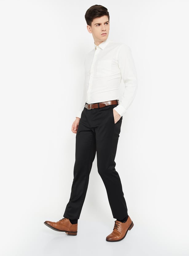 BLACKBERRYS Solid Flat Front Slim Fit Trousers