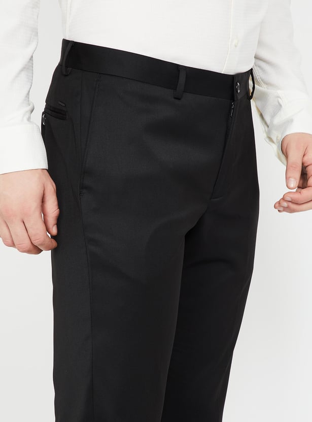 BLACKBERRYS Solid Flat Front Slim Fit Trousers