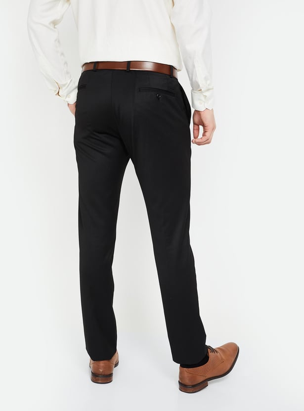 BLACKBERRYS Solid Flat Front Slim Fit Trousers
