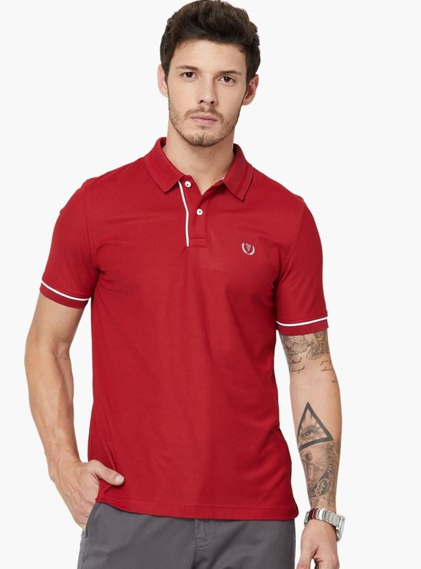 VH SPORTS Slim Fit Contrast Tipping Solid Polo T-shirt