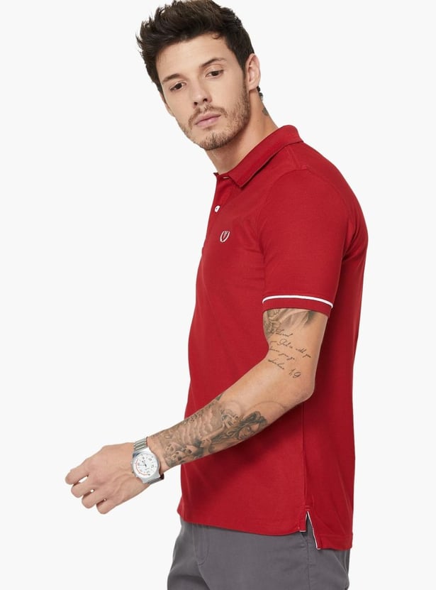 VH SPORTS Slim Fit Contrast Tipping Solid Polo T-shirt