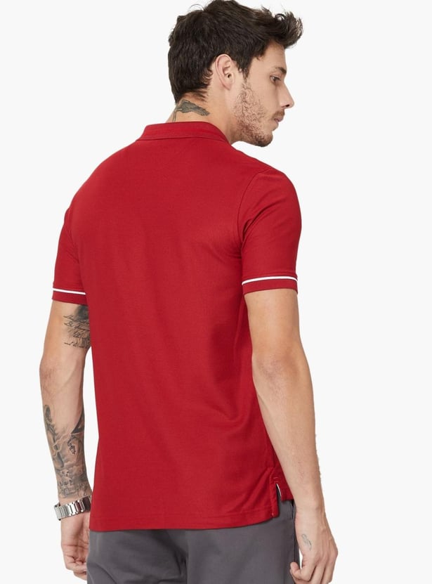 VH SPORTS Slim Fit Contrast Tipping Solid Polo T-shirt