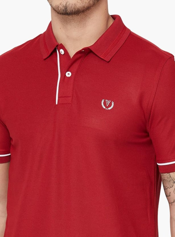 VH SPORTS Slim Fit Contrast Tipping Solid Polo T-shirt