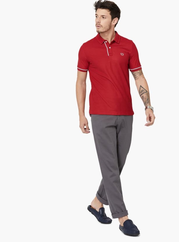 VH SPORTS Slim Fit Contrast Tipping Solid Polo T-shirt
