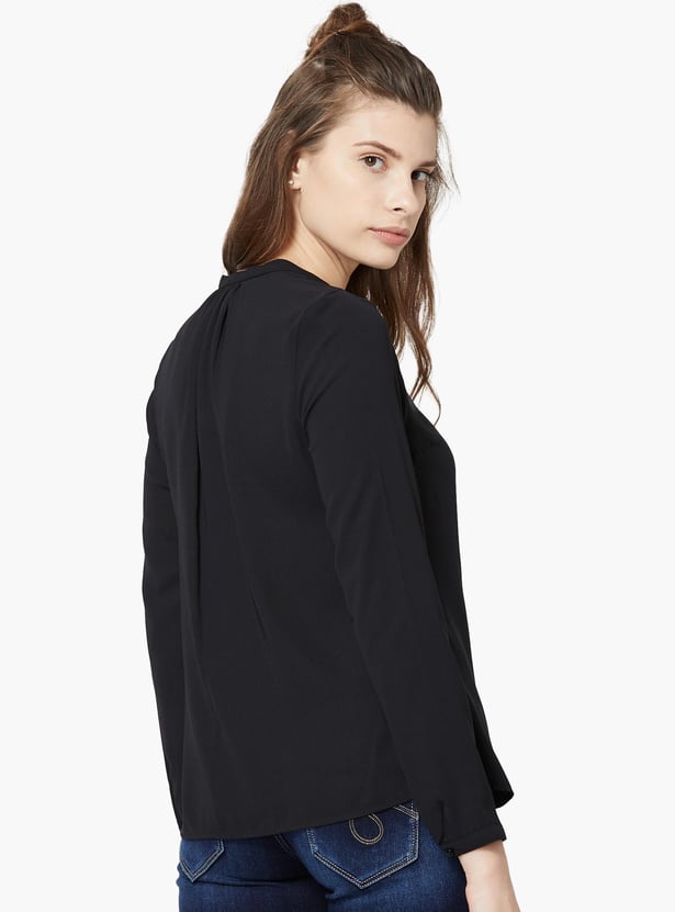 ALLEN SOLLY Solid Mandarin Collar Formal Shirt