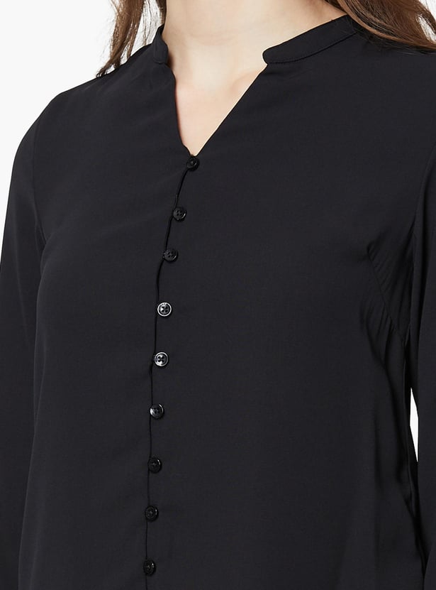 ALLEN SOLLY Solid Mandarin Collar Formal Shirt