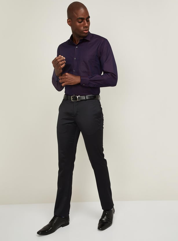 BLACKBERRYS Men Solid Slim Straight Formal Trousers