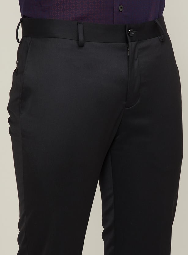 BLACKBERRYS Men Solid Slim Straight Formal Trousers