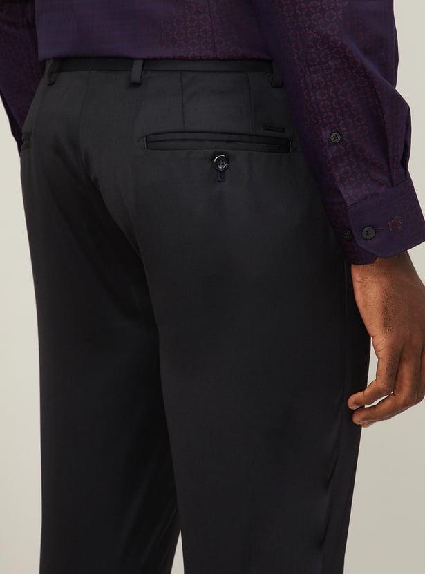BLACKBERRYS Men Solid Slim Straight Formal Trousers