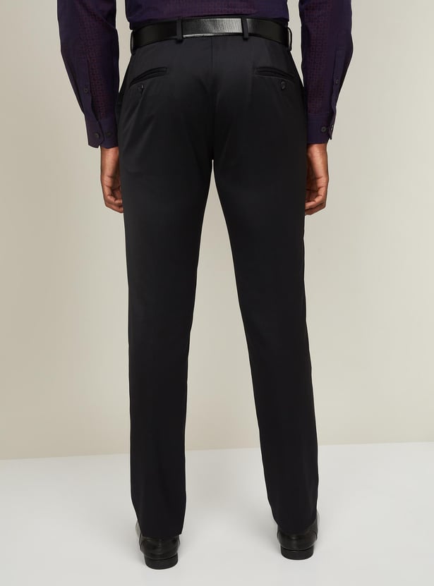 BLACKBERRYS Men Solid Slim Straight Formal Trousers