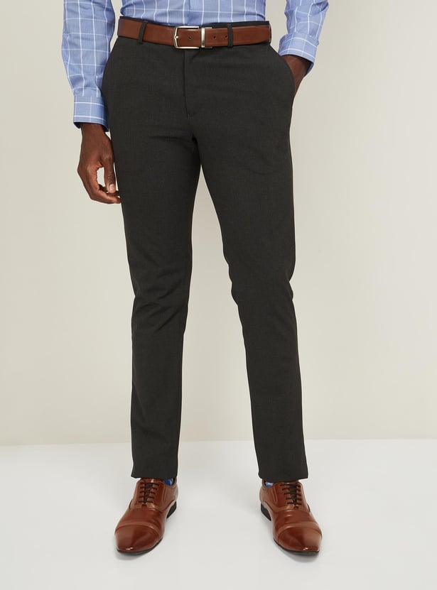BLACKBERRYS Men Solid Super Slim Fit Formal Trousers