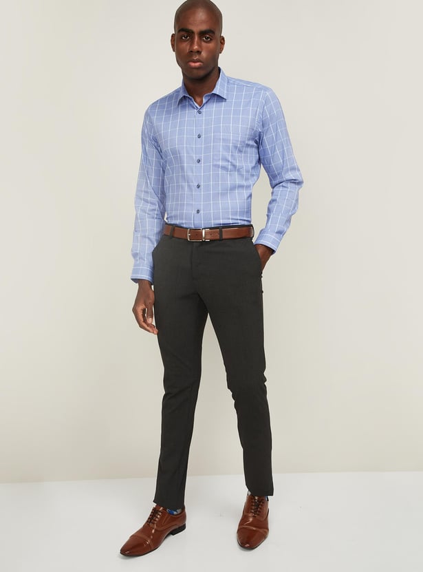 BLACKBERRYS Men Solid Super Slim Fit Formal Trousers