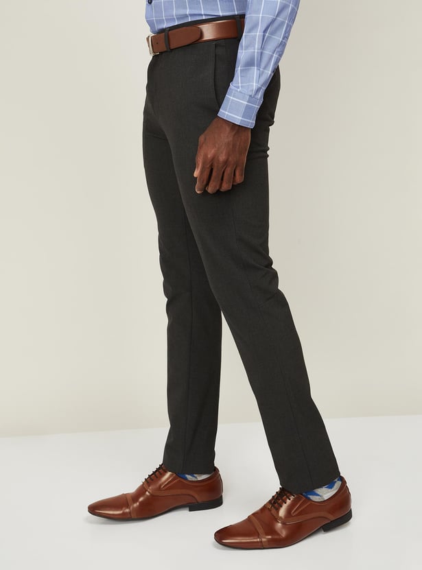 BLACKBERRYS Men Solid Super Slim Fit Formal Trousers