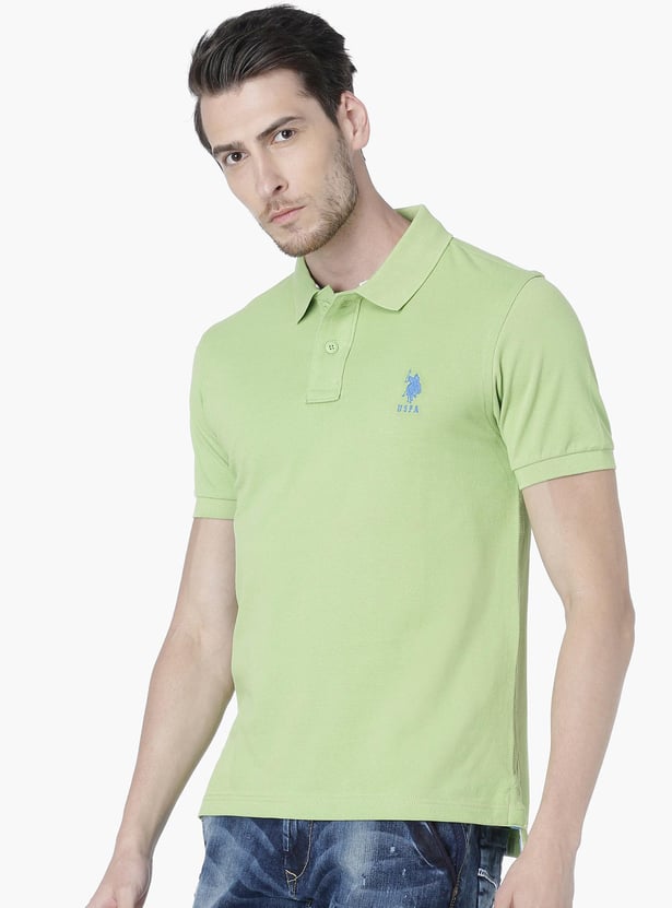 Buy U S Polo Assn Men Solid Regular Fit Polo T Shirt From U S Polo Assn At Just Inr