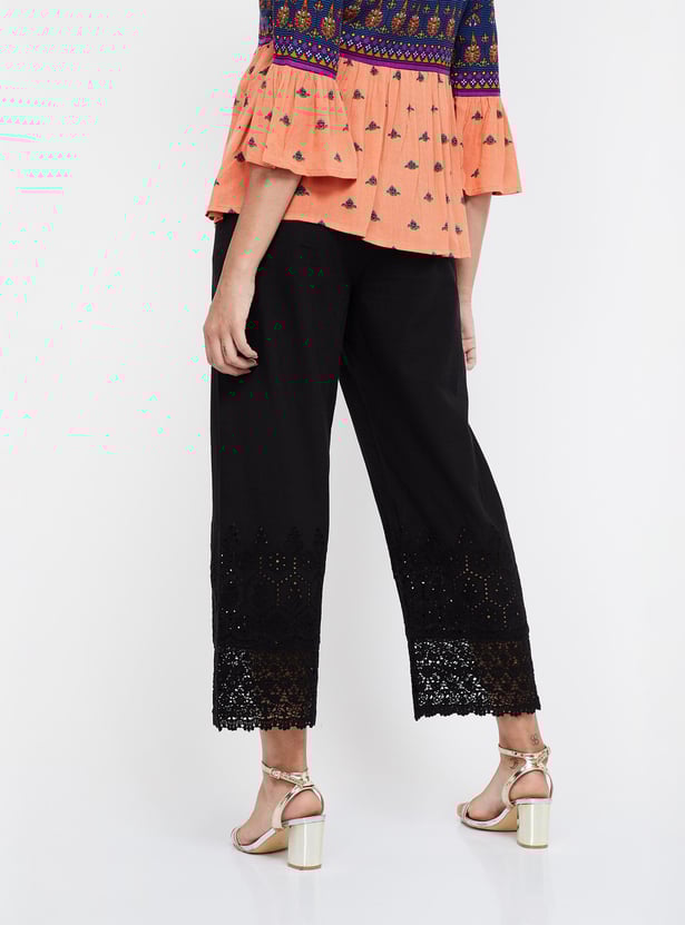 MELANGE Schiffli Lace Detailed Palazzos