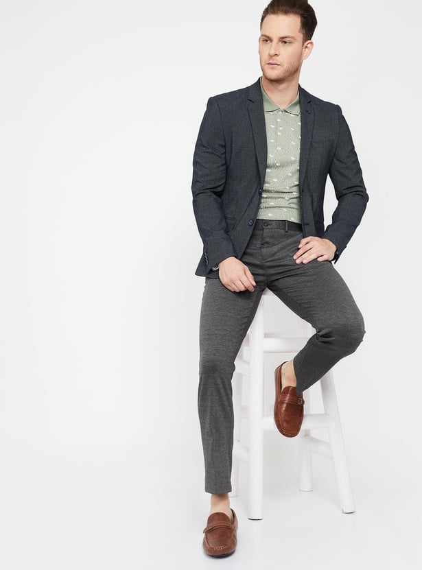 CODE Patterned Flat-Front Cropped Trousers