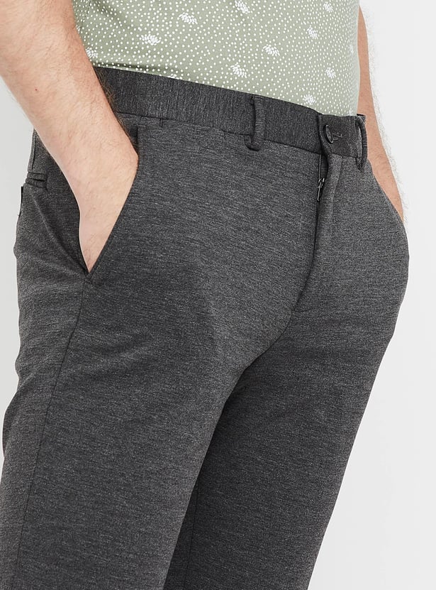 CODE Patterned Flat-Front Cropped Trousers