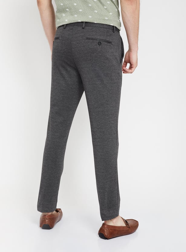 CODE Patterned Flat-Front Cropped Trousers