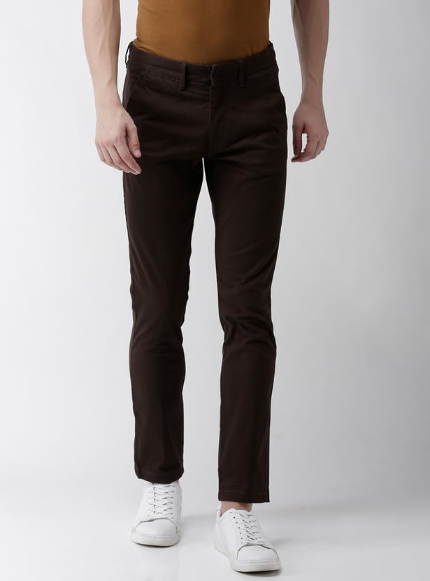 CELIO Men Solid Regular Fit Casual Trousers