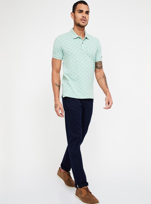 VH SPORTS Solid Flat-Front Slim Fit Chinos
