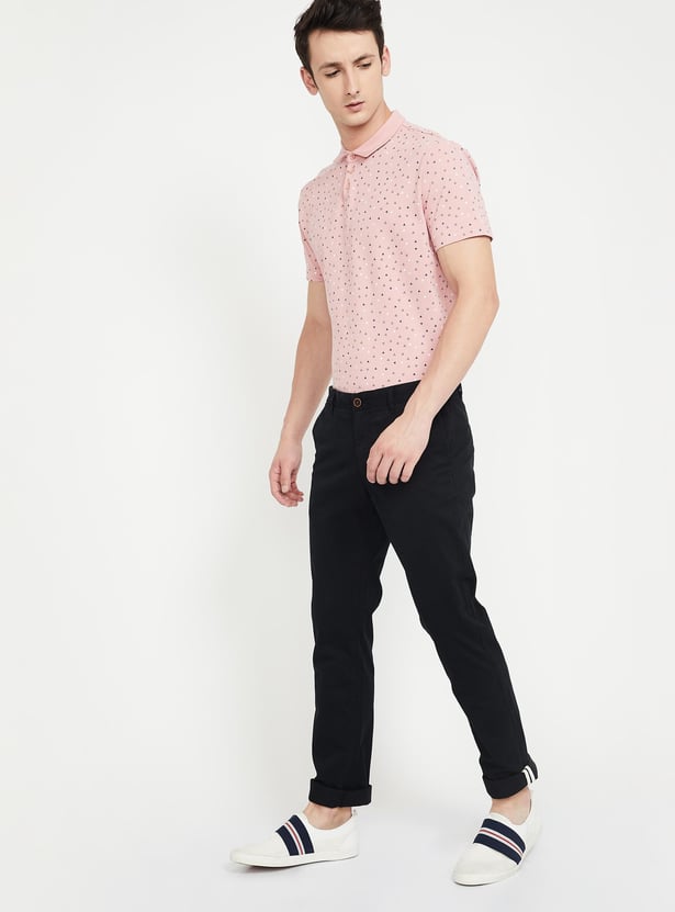 INDIAN TERRAIN Solid Slim Fit Flat-Front Chinos