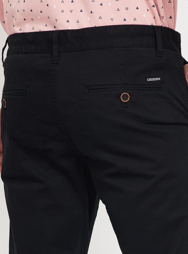 INDIAN TERRAIN Solid Slim Fit Flat-Front Chinos
