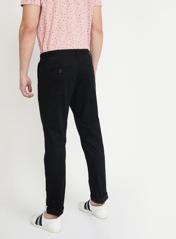 INDIAN TERRAIN Solid Slim Fit Flat-Front Chinos