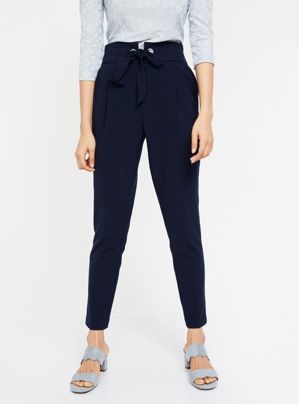 Peg Blue White Striped Trousers TOPSHOP Womens High Waisted