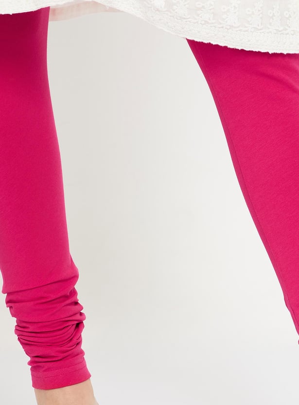 Buy BIBA Solid Cotton Stretch Leggings from BIBA at just INR