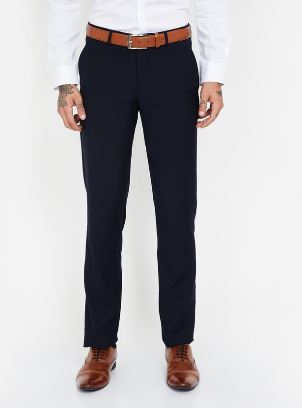 LOUIS PHILIPPE Solid Slim Fit Formal Trousers