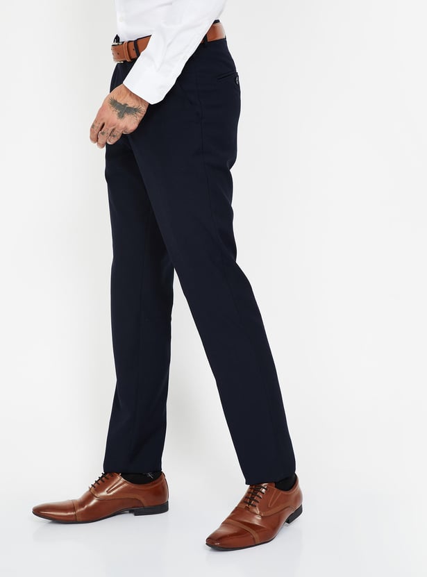 LOUIS PHILIPPE Solid Slim Fit Formal Trousers
