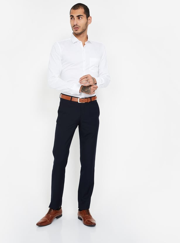 LOUIS PHILIPPE Solid Slim Fit Formal Trousers