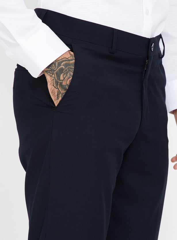 LOUIS PHILIPPE Solid Slim Fit Formal Trousers