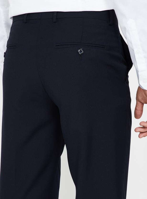 LOUIS PHILIPPE Solid Slim Fit Formal Trousers