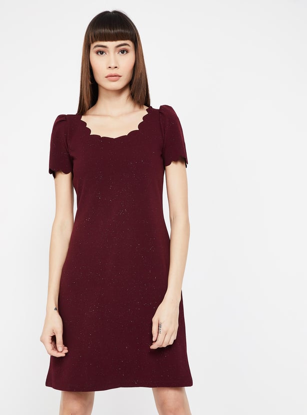 Buy CODE Speckled Sheath Dress with Scalloped Neck from CODE at