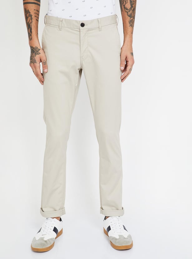 INDIAN TERRAIN Solid Slim Fit Casual Trousers