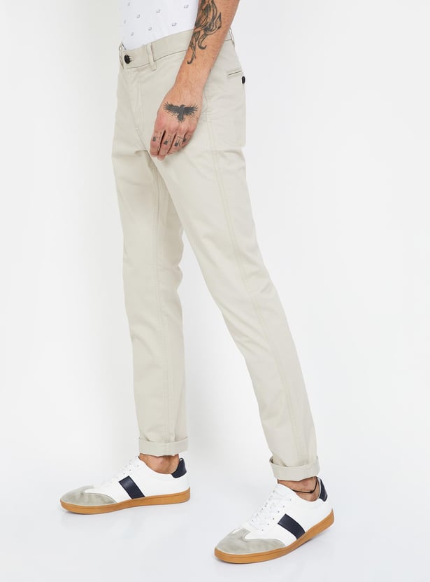 INDIAN TERRAIN Solid Slim Fit Casual Trousers