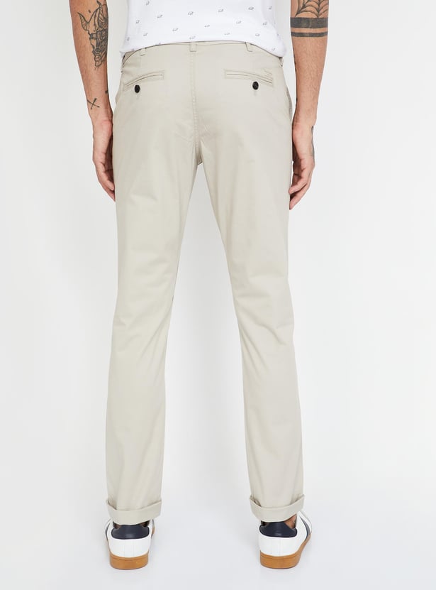 INDIAN TERRAIN Solid Slim Fit Casual Trousers