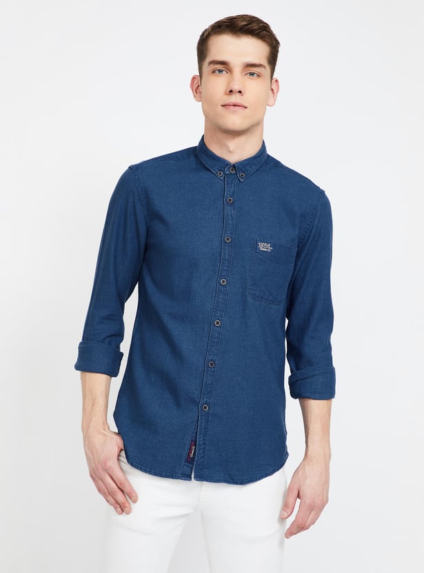 Buy POLO Solid Slim Fit Denim Shirt from POLO ASSN