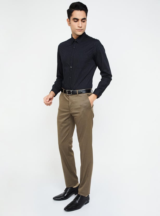 VAN HEUSEN Textured Slim Tapered Trousers
