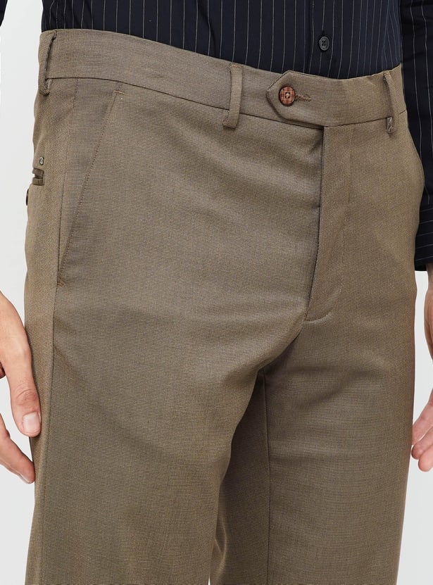 VAN HEUSEN Textured Slim Tapered Trousers