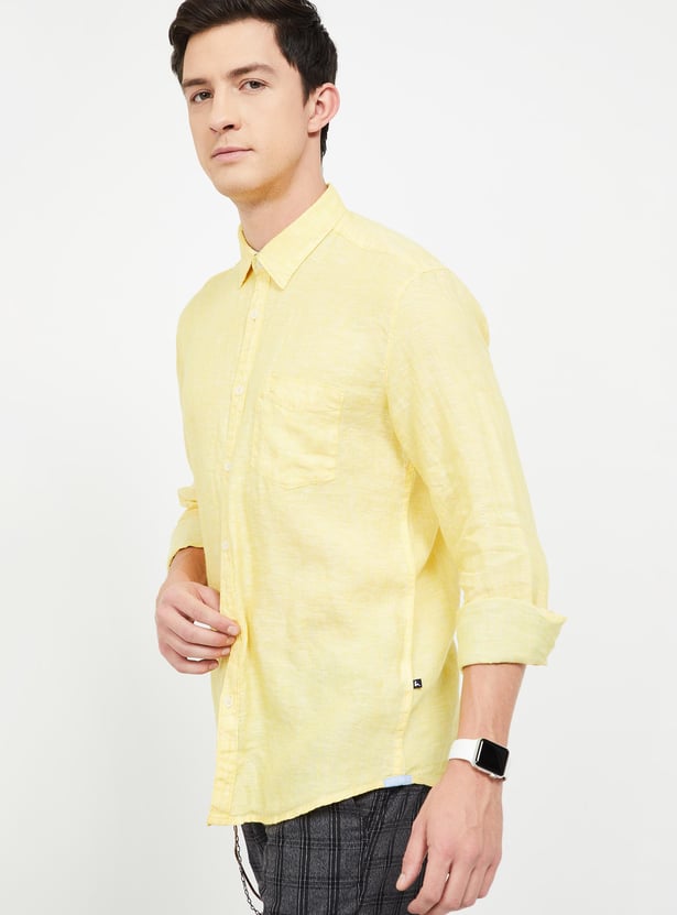 Buy PARX Textured Slim Fit Linen Shirt from Parx at just INR 2699.0