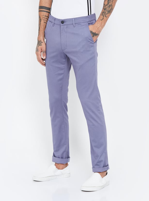 V DOT Printed Slim Fit Casual Trousers