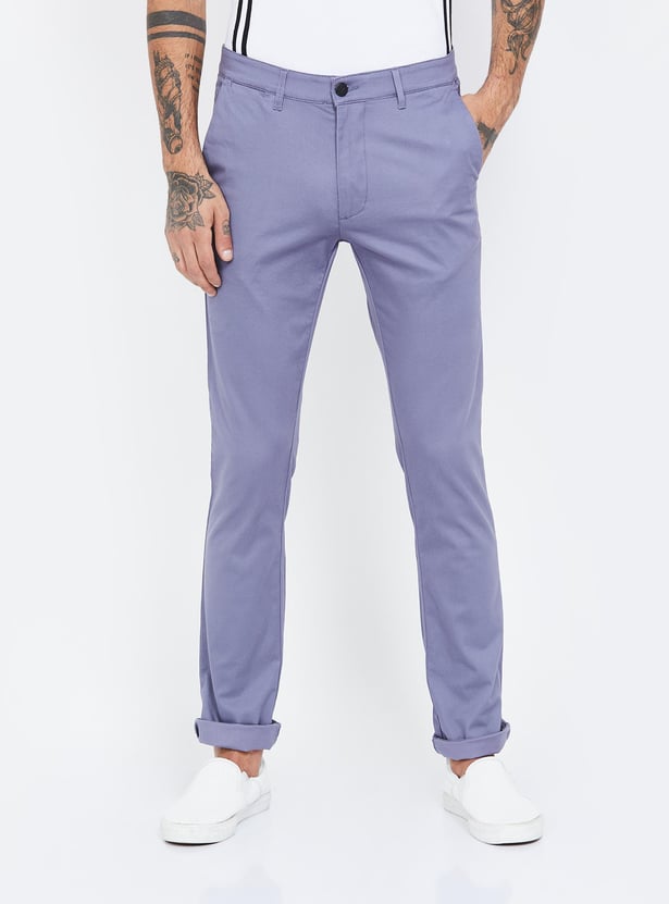 V DOT Printed Slim Fit Casual Trousers