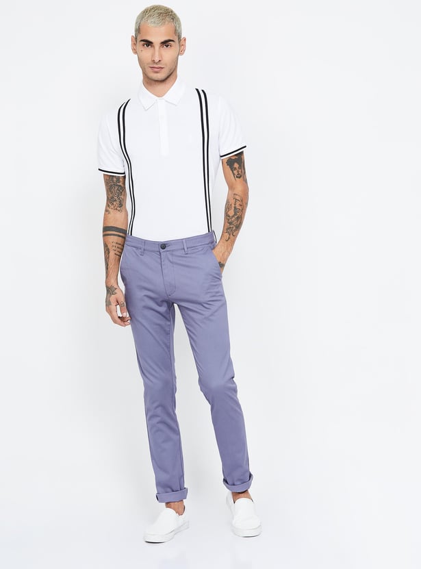 V DOT Printed Slim Fit Casual Trousers