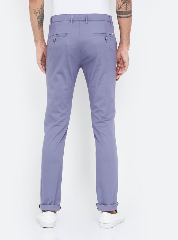 V DOT Printed Slim Fit Casual Trousers