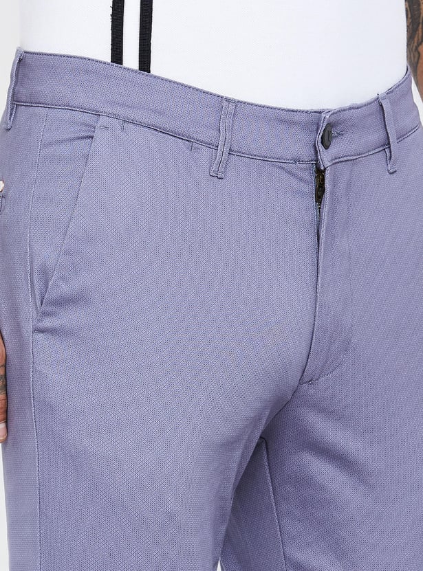 V DOT Printed Slim Fit Casual Trousers