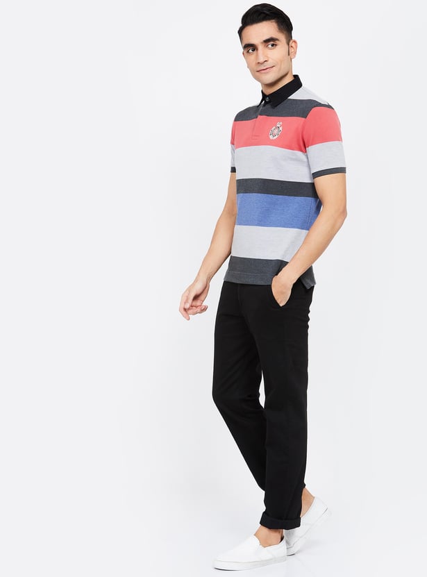 FAHRENHEIT Striped Slim Fit Polo T-shirt